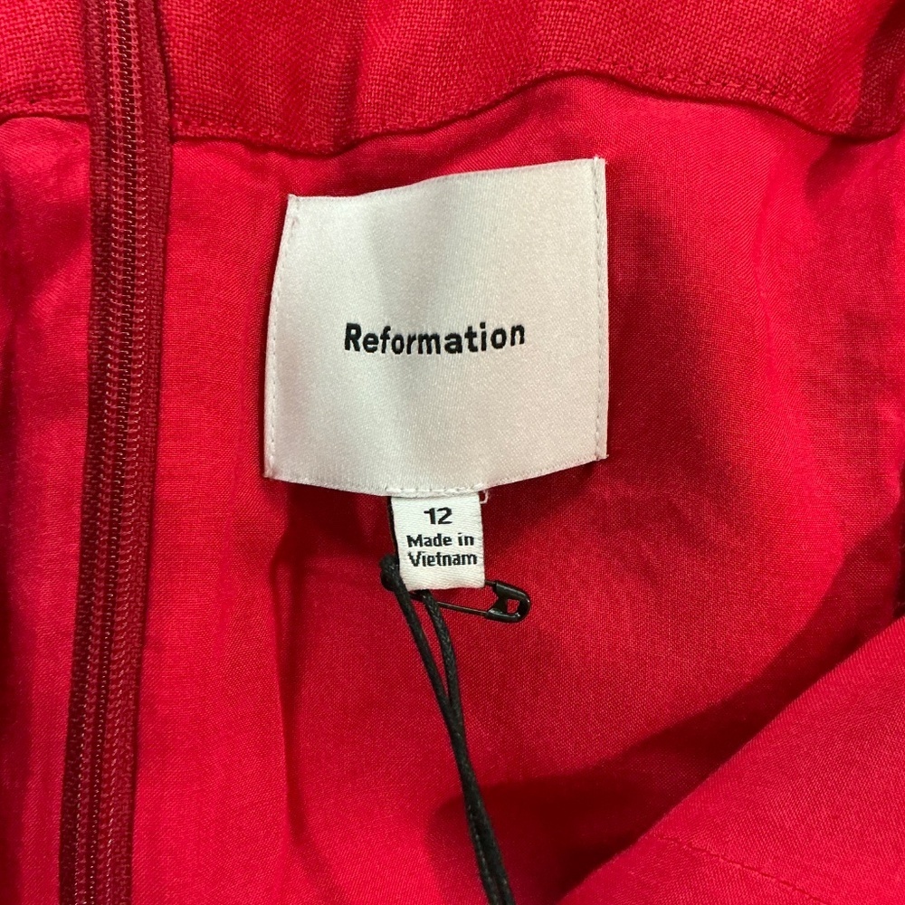 Reformation Mariela Linen Mini Dress Lipstick Red 12 NWT - Picture 13 of 13